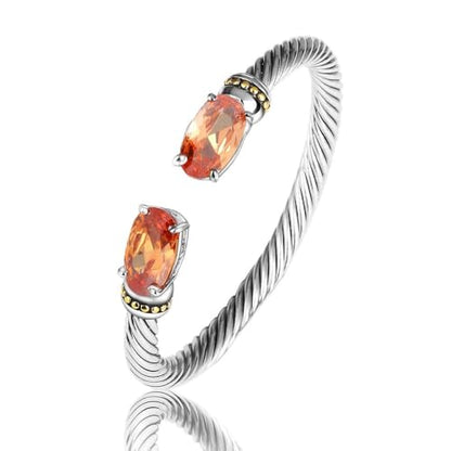 Stainless Steel Cuff Bangles Crystal Mosaic Bracelet Bangle for Women Fashion Jewelry BR75854 - color: Champagne