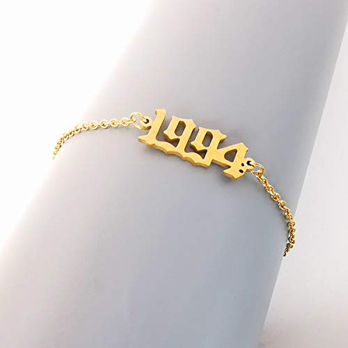 CSIYANJRY99 Birth Year Ankle Bracelets for Women14K Gold Plated Birth Year Number Anklets Adjustable Chain Beach Foot Ankle Bracelets for Women Birthday - style: 1994