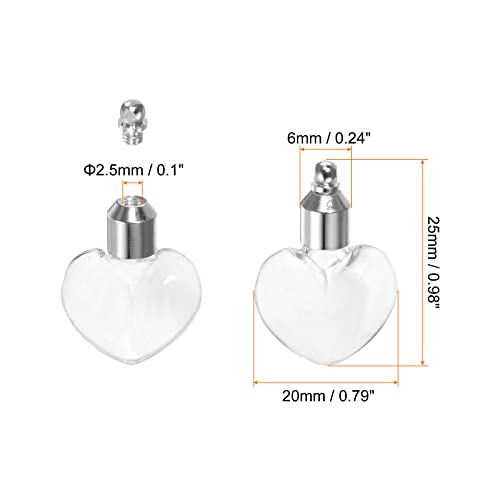 HARFINGTON 5pcs Name on Rice Glass Vial Pendant 6mm Width Heart Shape Screw Cap Clear Vial Necklace Hanging Wish Bottles for Liquid Sand Ashes DIY Pendant Craft Souvenirs