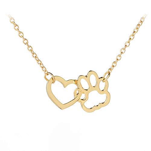 Sisadodo Paw Print Necklace for Women Girls Dog Cat Pet Footprints Choker Necklace Jewelry for Birthday Christmas Gifts Gold