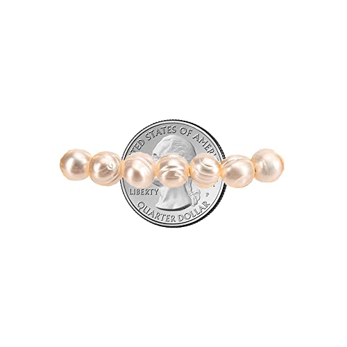 Savlano 8-9MM Cultured Freshwater Baroque Pearl Stretch Bracelet 7 Inches. Available In a Range of Beautiful Colors, For Women Comes with Gift Box - color: Pink