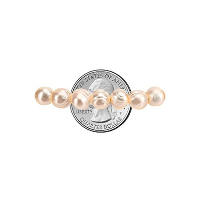 Savlano 8-9MM Cultured Freshwater Baroque Pearl Stretch Bracelet 7 Inches. Available In a Range of Beautiful Colors, For Women Comes with Gift Box - color: Pink