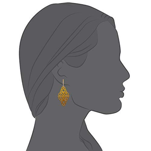 Gold Tone Non Pierced Clip On Dangling Earrings - style: Victorian Filigree
