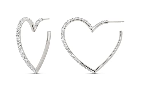 MILLA Heart Hoop Earrings, Silver & Gold Heart Earrings For Women | These Glimmering Heart Hoops are Available in Gold, Rose Gold or Silver Plated Heart Shaped Earrings - color: Sterling Silver Plated
