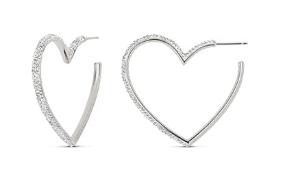 MILLA Heart Hoop Earrings, Silver & Gold Heart Earrings For Women | These Glimmering Heart Hoops are Available in Gold, Rose Gold or Silver Plated Heart Shaped Earrings - color: Sterling Silver Plated
