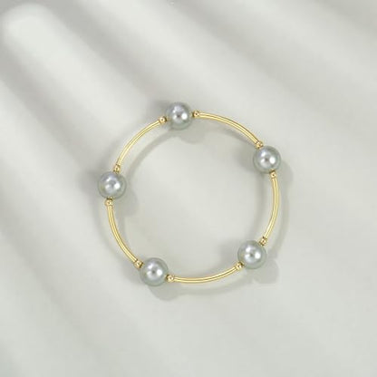 Elegance 11 designs 10mm Crystal White Pearl Blessing Bracelet - style: style-grey