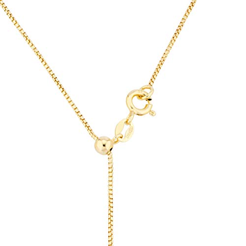 Miabella 925 Sterling Silver or 18K Gold Plated Italian 1mm Adjustable Solid Thin Bolo Box Chain Necklace for Women / 14-24 Inch Slider/Made in Italy - style: yellow-gold-plated-silver