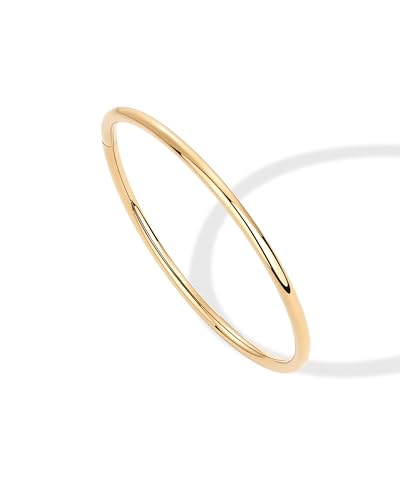 PAVOI Waterproof Bangle Bracelet for Women | 14K Gold Plated Classic Lightweight Stacking Stainless Steel Bracelet | Single & 2-Pack Bangles - color: Yellow Gold, size: Medium/Large, style: 1 Unit Bracelet