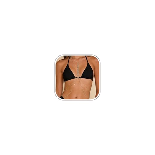 Body Chains for Women Sexy Layered Belly Waist Chains | 14K Gold Plated,Crossover Bikini Bra Chain, Adjustable Beads Chest Chain ,Summer Beach Rhinestone Nightclub, Body Jewelry - style: style D