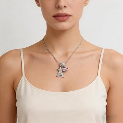18K Gold & Silver Plated Initial Necklaces for Women - color: A-Silver