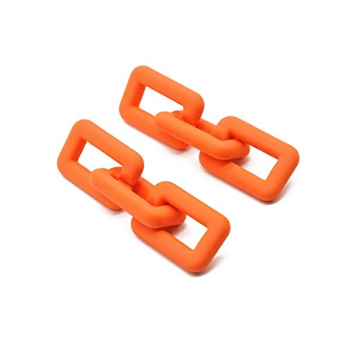 Chunky Acrylic Link Earrings Multicolor Thick Rectangle Paperclip Link Chain Earrings Rainbow Resin Geometric Paperclip Chain Ear Drop Dangle Earrings for Women Girl Funky Jewelry - color: H orange