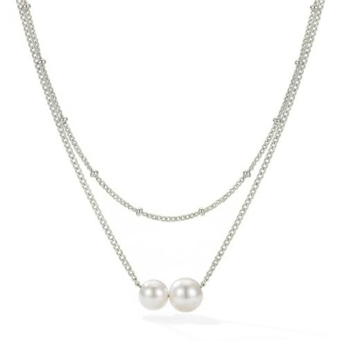 14k Gold Plated Layered Cubic Zirconia Pendant Necklace for Women | Gold Plated Clover Necklaces Stackable Dainty Cubic Zirconia Pendant Necklace，Mother's Day, Thanksgiving Jewelry Trendy gifts - color: silvery, style: Style3