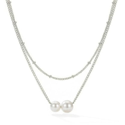 14k Gold Plated Layered Cubic Zirconia Pendant Necklace for Women | Gold Plated Clover Necklaces Stackable Dainty Cubic Zirconia Pendant Necklace，Mother's Day, Thanksgiving Jewelry Trendy gifts - color: silvery, style: Style3