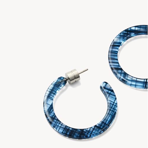Circle Hoop Earrings Acetate Resin Fashion Jewelry for Women - color: Chambray, size: Mini