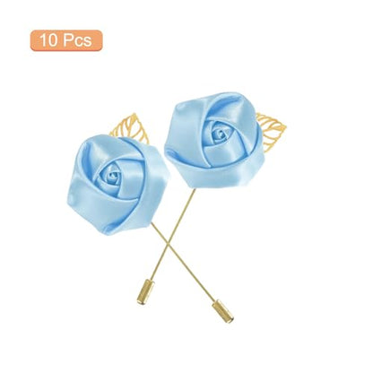 MECCANIXITY Groom Boutonnieres Rose Boutonnieres Pins for Wedding - color: Light Blue