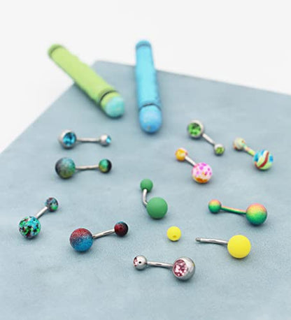 24-50Pcs 14G Stainless Steel Belly Button Rings for Women CZ Screw Navel Bars Body Piercing Jewelry - color: F: 40pcs style 2