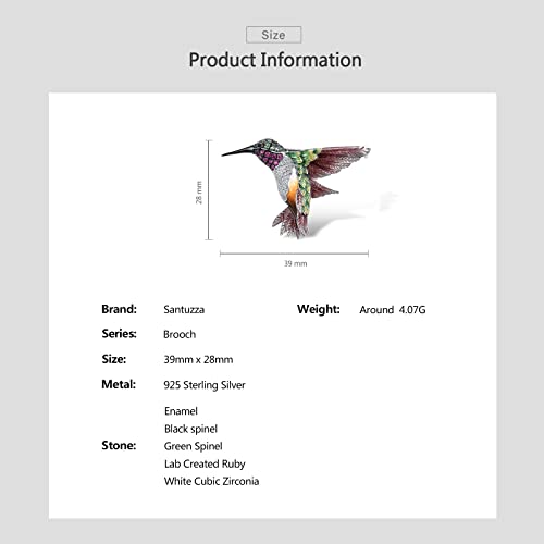 Santuzza 925 Sterling Silver Enamel Brooch Pin for Women - color: [A]Hummingbird