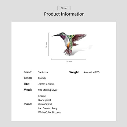 Santuzza 925 Sterling Silver Enamel Brooch Pin for Women - color: [A]Hummingbird