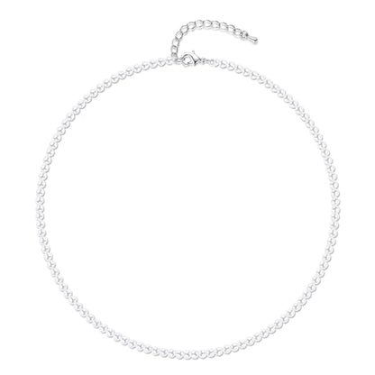 Aleasha Faux Pearl Strand 4mm-10mm 14"-22" White Pearl Necklace Choker Women Men Wedding Jewelry - color: White-4mm, size: 14inches