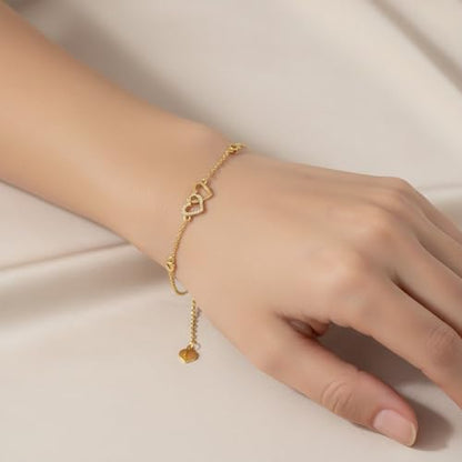 14K Real Gold Heart/Corss Ankle Bracelet for Women Yellow Gold Anklet Love Ankle Bracelet Anniversary Jewelry for Wife Birthday Gifts for Her 8''-10'' - style: Heart-Bracelet（6.5+1+1inch）