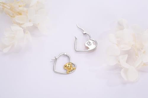 LES OSEWA Dog Animal Earrings Sterling Silver Animal Heart Hoop Dangle Earrings Cute Jewelry Gifts for Women - color: Golden Retriever