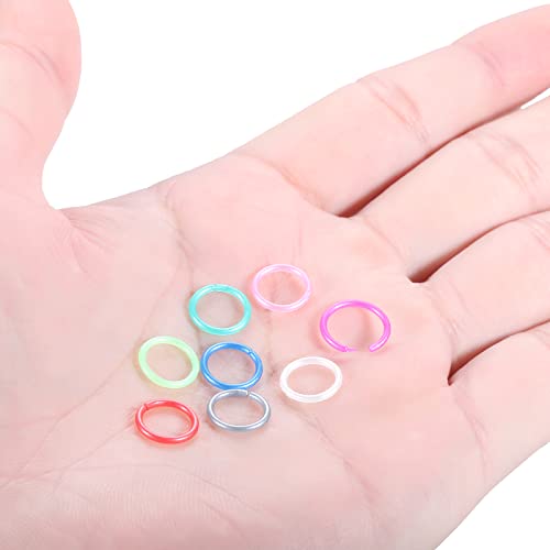 Oveta 8-32PCS 16G/20G Nose Rings Hoop Retainer Colorful Clear Bioflex Acrylic Septum Rings Cartilage Tragus Earrings Piercing Retainer Seamless Ring Hoop 5/16'' or 3/8'' - style: 16G 5/16'' Ring