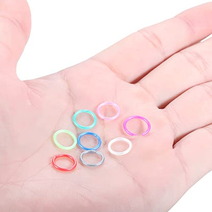 Oveta 8-32PCS 16G/20G Nose Rings Hoop Retainer Colorful Clear Bioflex Acrylic Septum Rings Cartilage Tragus Earrings Piercing Retainer Seamless Ring Hoop 5/16'' or 3/8'' - style: 16G 5/16'' Ring