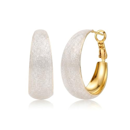 Sonateomber Gold Chunky Crystal Hoop Earrings for Women, Trendy Statement Sparkly CZ Rhinestone Thick Open Hoops Earings Hypoallergenic Wedding Prom Everyday Accessories Fashion Jewelry Gift - color: Gold White