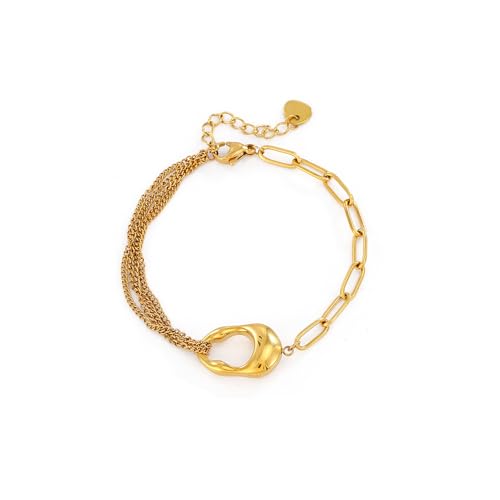 CTRLZTEAM 14K 18K Gold Plated Layered Bracelets for Women Stacked Bracelet | 14K 18K gold plated multi layer bracelets combine distinct chains with single clasp for instant pre-stacked style - style: Minimalist Mixed-Link
