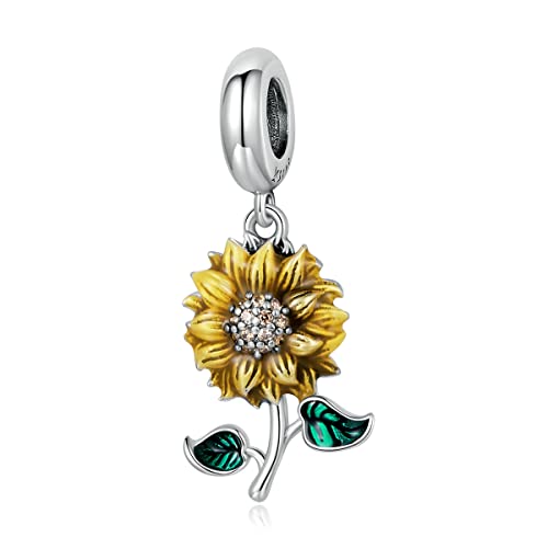 925 Sterling Silver Charms for Bracelet Jewelry Gifts for Women - color: Sunflower-B