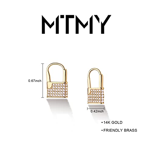 Huggie Hoop Earrings 14K Gold Plated Cubic Zirconia Dainty Simple Cute Beads Elegant CZ Circle Small Hoop Earring for Women Minimalist Handmade Hypoallergenic Jewelry - color: CZ-Lock B