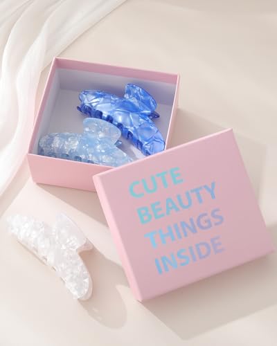 Molans 3PCS Hair Claw Clips Acrylic Clamps for women - Non-slip Strong Hold Barrettes for Thin Thick Hair, Medium hair clips Accessories - color: Group: Blue