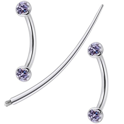 F136 Titanium 16g 6/8/10mm Eyebrow/Rook/Snug/Vertical-Labret/VCH/Snake-Eyes/Anti-Tragus/Christina/Daith/Belly-Button/Bridge/Hood/Surface Curved Barbell Piercing Jewelry for Women Men - color: Purple, size: 10 mm (3/8 in)