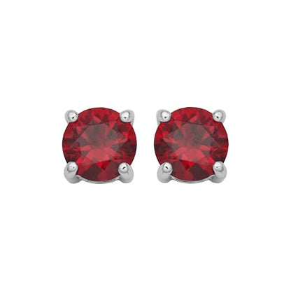 Amazon Essentials Sterling Silver Round Birthstone Stud Earrings - color: Created Ruby, July