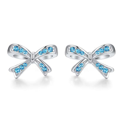 925 Sterling Silver Birthstone Bow Stud Earrings for Girls Women Bow Jewelry Birthday Gifts for Teens Kids Girls Bowknot Stud Earrings - color: 12.December