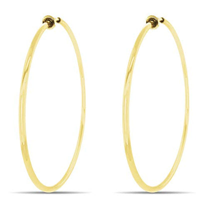 Clip On Spring Hoop Earrings for Non-Pierced Ears - color: Gold-Tone, size: 60mm