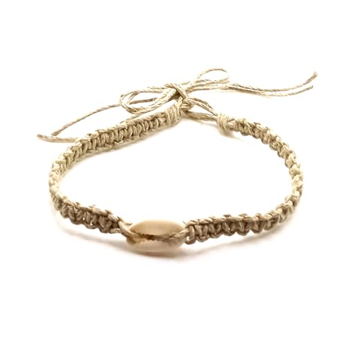 Shell Hemp Anklet - color: Glow in the Dark Cord