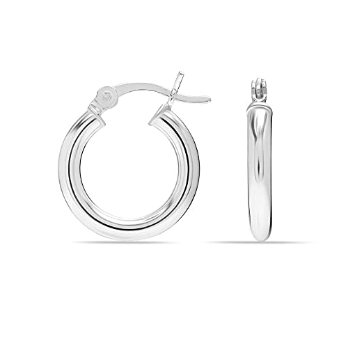 Charmsy 925 Sterling Silver Hoop Earrings | Lightweight Italian 2.5mm Tube Diamond-Cut Round Classic Hoops Earring for Women | Size 15/20/25/30/35/40/50/60/70mm | Small Medium Large - color: Classic, size: 20 MM