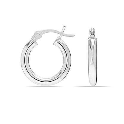 Charmsy 925 Sterling Silver Hoop Earrings | Lightweight Italian 2.5mm Tube Diamond-Cut Round Classic Hoops Earring for Women | Size 15/20/25/30/35/40/50/60/70mm | Small Medium Large - color: Classic, size: 20 MM