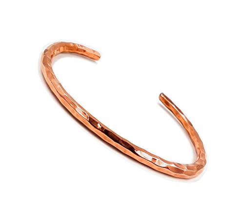 SHINDE EXPORTS pure copper bracelets cuf kada bangle for men and women - style: 4mm hammered cufff 30gms