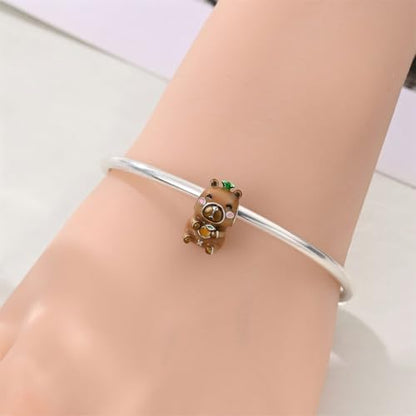 925 Sterling Silver Bead Charm for Pandora Bracelets and Necklaces,Pink Bow Cherry Butterfly Blue Ocean Pendant Bead Charms Jewelry Present Valentines Gifts for Wife/Girlfriend Women - style: Cute Capybara Charm