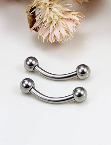 14G 16G Eyebrow Piercing Jewelry G23 Titanium Curved Barbell Eyebrow Ring Vertical Labret Lip Jewelry Rook Daith Earrings Piercing Jewelry for Women Men 6mm 8mm 10mm 12mm 14mm 16mm - color: 14G-10mm