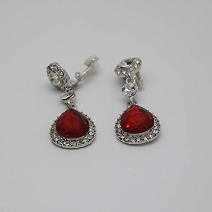 Gorgeous Austrian Crystal Rhinestone Wedding Bridal Teardrop Drop Dangle Earrings - color: Red