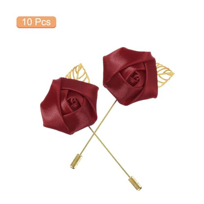 MECCANIXITY Groom Boutonnieres Rose Boutonnieres Pins for Wedding - color: Deep Red