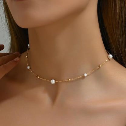 Gold Cross Women's Necklace 18K Gold Plated Stainless Steel Handmade Pearl Necklace Gold Paperclip Necklace, Fashion Jewelry Gifts - style: fashions