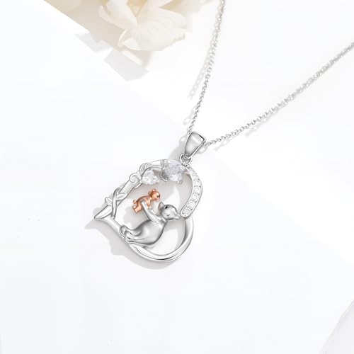 Heart Animal Necklace 925 Sterling Silver Cute Animal Pendant Jewelry Birthday Gifts for Women Girlfriend Mom Animal Lovers - style: 2 Bear