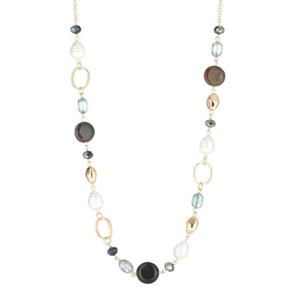 Long Gold Necklaces for Women Trendy Beaded Chain Necklace Chunky Costume Jewelry Gifts for Her - color: Green Agate