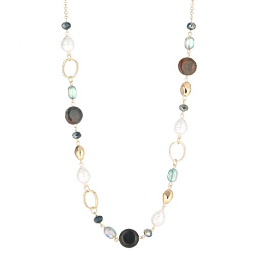 Long Gold Necklaces for Women Trendy Beaded Chain Necklace Chunky Costume Jewelry Gifts for Her - color: Green Agate