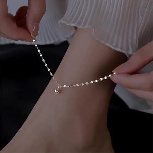 14K Gold Lucky Pearl Anklet Bracelets for Women Trendy, Dainty Charm Adjustable Ankle Bracelet Chain, Fashion Statement Foot Jewelry, Anniversary Birthday Valentine's Day Gifts.