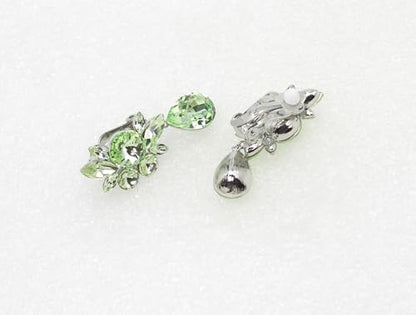 Faship Statement Dangling Floral Clip On Earrings For Women - color: Light Peridot